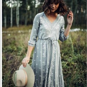 NEVER WORN Light greenish blue w white maxi dress